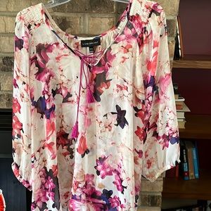 Lane Bryant 18/20 very romantic floral blouse. Sheer and cool, great for summer